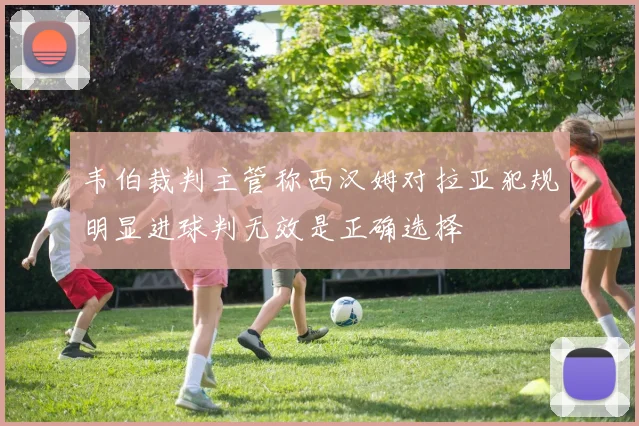 韦伯裁判主管称西汉姆对拉亚犯规明显进球判无效是正确选择